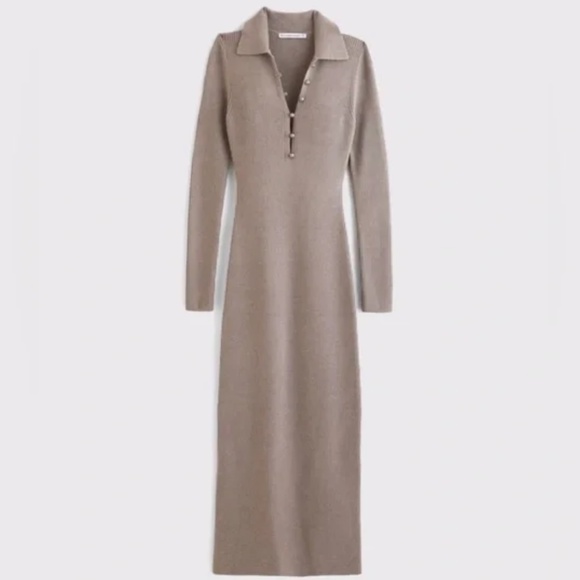 Abercrombie & Fitch long-sleeve collared midi sweater dress - Picture 5 of 13